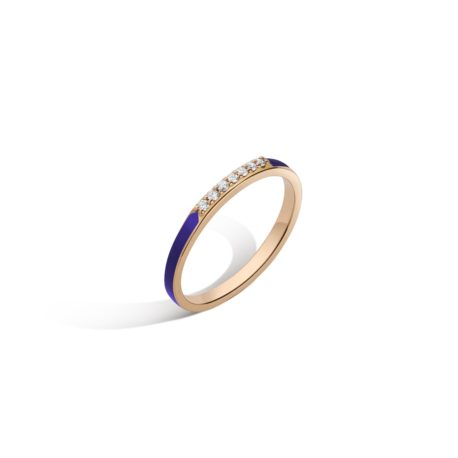Gillian Steinhardt 18K Yellow Gold Sema Band with Blue Enamel and White Diamonds