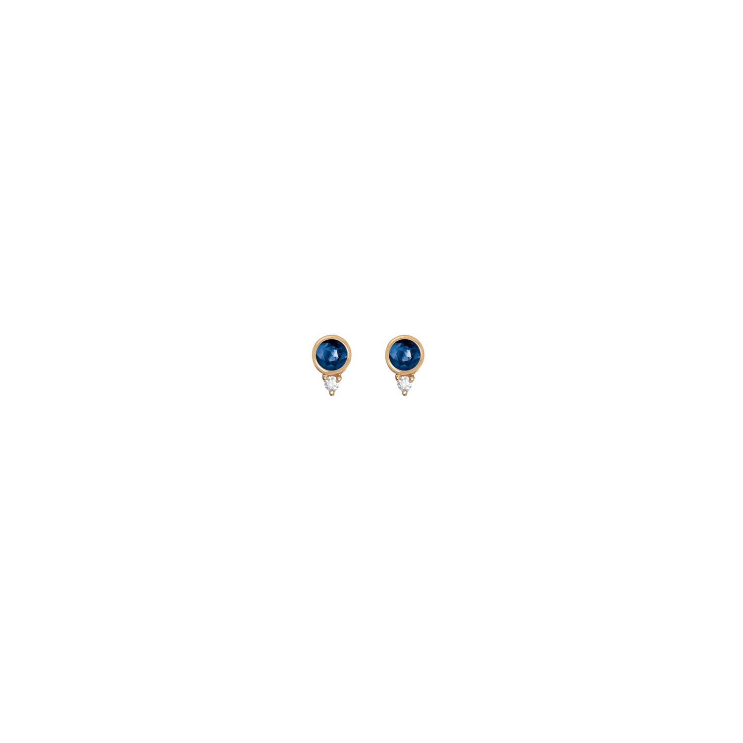Gillian Steinhardt 14K Gold Small Venus Stud Earrings with Sapphires and White Diamonds