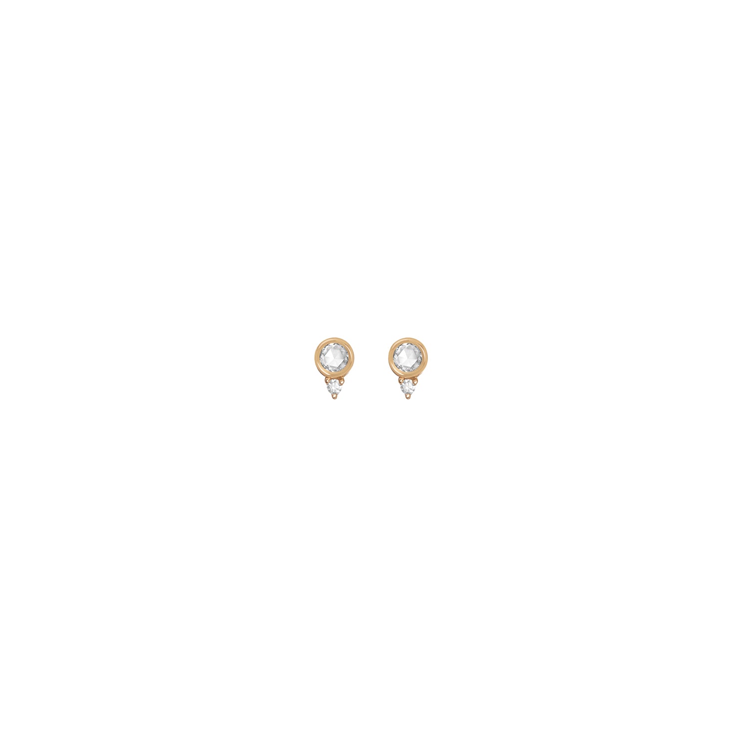 Gillian Steinhardt 14K Gold Small Venus Stud Earrings with White Diamonds